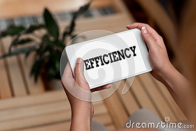 Writing displaying text Efficiency. Word for ability to prevent a waste of resources energy money and time Voice And Stock Photo