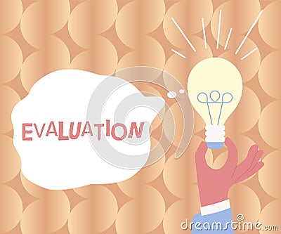 Conceptual display Evaluation. Business overview standard of performance of simply being the best at something Hand Stock Photo