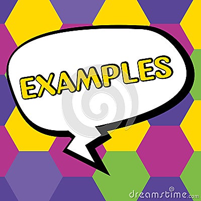 Hand writing sign Examples. Internet Concept photo Sample Model to follow Guide Explanation For instance Stock Photo