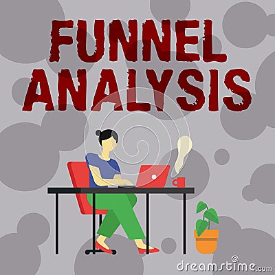 Writing displaying text Funnel Analysis. Internet Concept mapping and analyzing a series of events towards a goal Woman Stock Photo