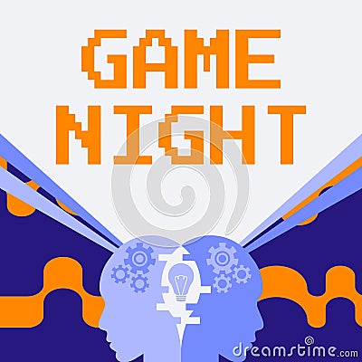 Writing displaying text Game Night. Business idea event in which folks get together for the purpose of getting laid Stock Photo