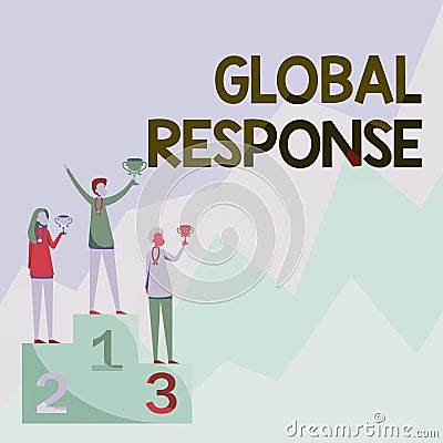 Writing displaying text Global Response. Word for indicates the behaviour of material away from impact point Three Stock Photo
