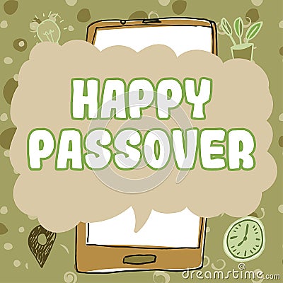 Handwriting text Happy Passover. Word Written on a Jewish holiday commemorating the Hebrews liberation from slavery Stock Photo