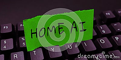 Hand writing sign Home Ai. Word for home solution that enables automating the bulk of electronic Stock Photo