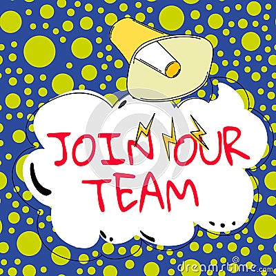 Writing displaying text Join Our Team. Conceptual photo Allied Associate Work with us New Employee Hired Enlist Stock Photo