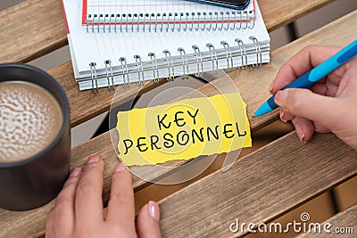 Writing displaying text Key Personnel. Internet Concept Program Directors Principal Investigator Project Executives Businesswoman Stock Photo