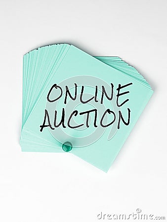 Writing displaying text Online Auction. Internet Concept process of buying and selling goods or services online Stock Photo