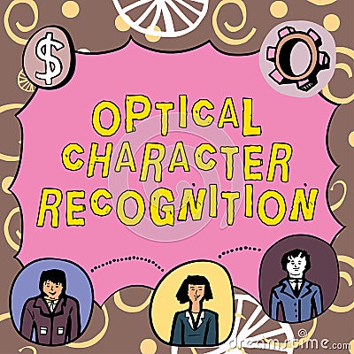 Writing displaying text Optical Character Recognition. Word for the identification of printed characters Stock Photo