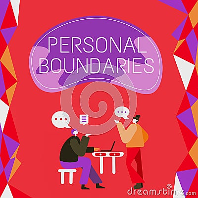 Text sign showing Personal Boundaries. Internet Concept something that indicates limit or extent in interaction with Stock Photo