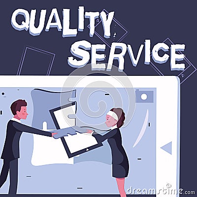 Writing displaying text Quality Service. Business concept how well delivered service conforms to clientexpectations Stock Photo