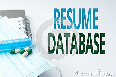 Inspiration showing sign Resume Database. Business idea database of candidates that you can search by skillset Writing Stock Photo