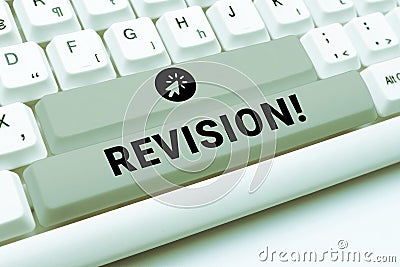 Writing displaying text Revision. Business showcase action of revising over someone like auditing or accounting Stock Photo