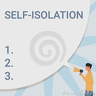 Writing displaying text Self Isolation. Business overview promoting infection control by avoiding contact with the Stock Photo