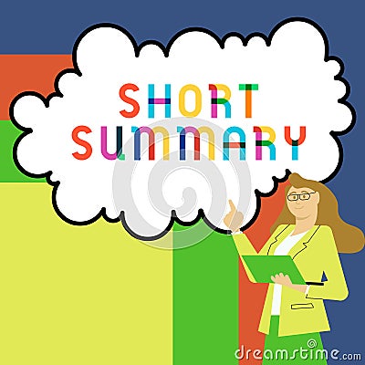 Sign displaying Short Summary. Business showcase Brief statement of main points clear Stock Photo