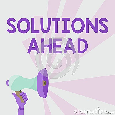 Writing displaying text Solutions Ahead. Concept meaning in advance action or process of solving a problem or issue Stock Photo