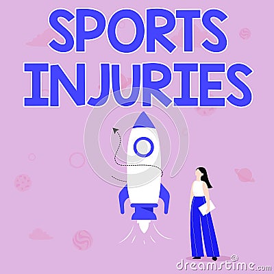 Writing displaying text Sports Injuries. Business idea injuries that occur when engaging in sports or exercise Stock Photo