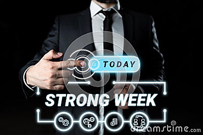 Text caption presenting Strong Weak. Business idea having features of both strong and weak conjugations Stock Photo