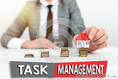 Writing displaying text Task Management. Word for the process of managing a task through its life cycle New home Stock Photo