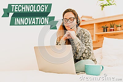 Writing displaying text Technology Innovation. Concept meaning advanced net connected devices a Creative Technique Stock Photo