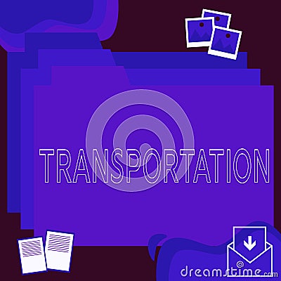 Writing displaying text Transportation. Word Written on Means of transporting people and goods System of vehicles Stock Photo