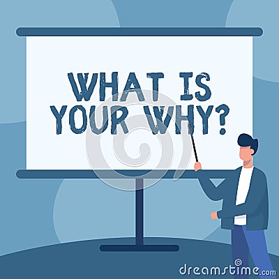 Writing displaying text What Is Your Why Question. Internet Concept asking someone about their purpose in life Teacher Stock Photo