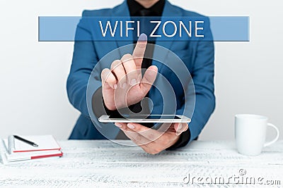 Writing displaying text Wifi Zone. Concept meaning provide wireless highspeed Internet and network connections Stock Photo