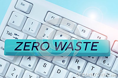 Writing displaying text Zero Waste. Business overview industrial responsibility includes composting, recycling and reuse Stock Photo