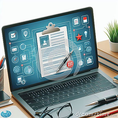 Writing feedback platform interface with document upload, comen Stock Photo