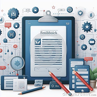 Writing feedback platform interface with document upload, comen Stock Photo