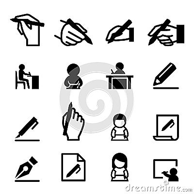 Writing icon set Cartoon Illustration