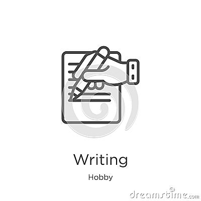 writing icon vector from hobby collection. Thin line writing outline icon vector illustration. Outline, thin line writing icon for Vector Illustration