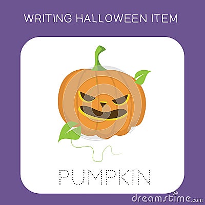 Writing Halloween Item Worksheet Vector Illustration