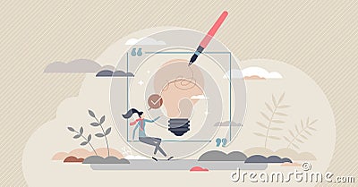 Writing inspiration and creative content imagination tiny person concept Vector Illustration