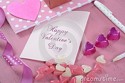 Writing love letters and cards for Happy Valentines Day Stock Photo