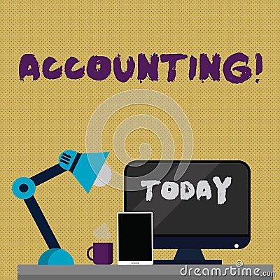 Writing note showing Accounting. Business photo showcasing Account inner voice motivate yourself Arrangement for Stock Photo