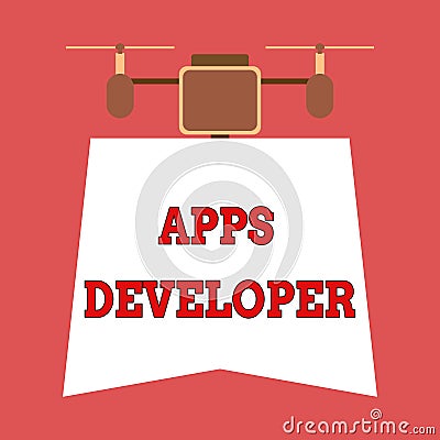 Writing note showing Apps Developer. Business photo showcasing Graphic artist Software Programmer and Analyst Experts Stock Photo