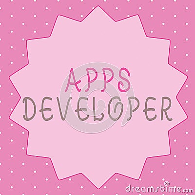 Writing note showing Apps Developer. Business photo showcasing Graphic artist Software Programmer and Analyst Experts Stock Photo