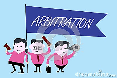 Writing note showing Arbitration. Business photo showcasing Use of an arbitrator to settle a dispute Mediation Stock Photo