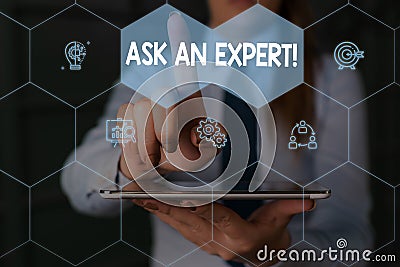 Writing note showing Ask An Expert. Business photo showcasing confirmation that have read understand and agree with Stock Photo
