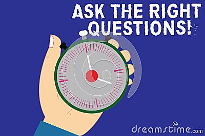 Writing note showing Ask The Right Questions. Business photo showcasing Asking correctly for explanations Curiosity Hu Stock Photo
