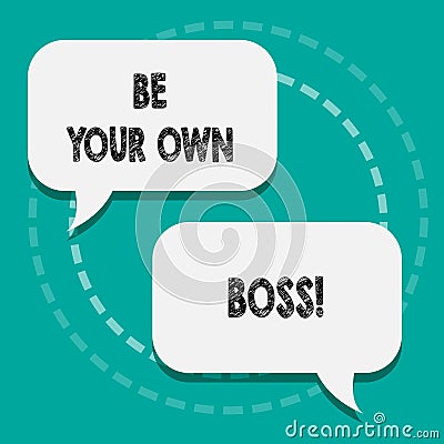 Writing note showing Be Your Own Boss. Business photo showcasing Start company Freelancing job Entrepreneur Startup Invest Stock Photo