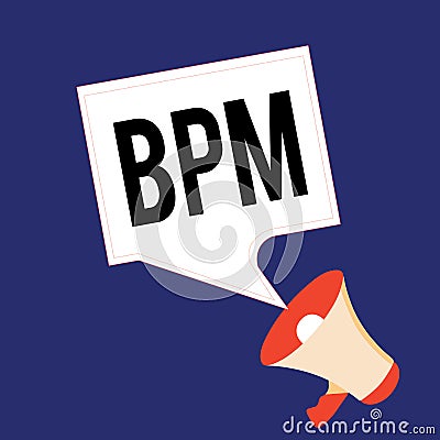 Writing note showing Bpm. Business photo showcasing Discipline of improving a business process Executing improvements Stock Photo