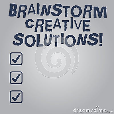 Writing note showing Brainstorm Creative Solutions. Business photo showcasing intensive and freewheeling group Stock Photo