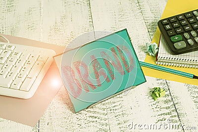 Writing note showing Brand. Business photo showcasing Type of product manufactured by a company under a particular name Notepaper Stock Photo