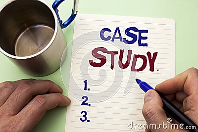 Writing note showing Case Study. Business photo showcasing Research Information Analysis Observe Learn Discuss Criteria written b Stock Photo