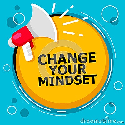 Writing note showing Change Your Mindset. Business photo showcasing replace your beliefs way of thinking mental path Speaker annou Stock Photo