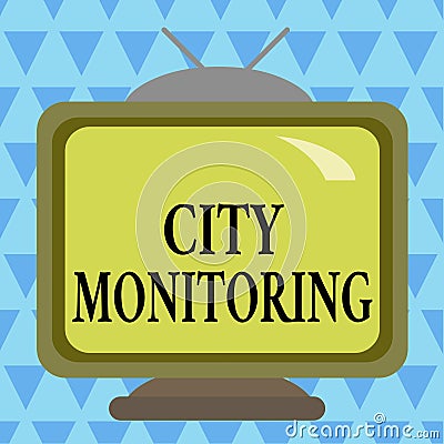 Writing note showing City Monitoring. Business photo showcasing indicator level analysis pilot project on urban food systems Stock Photo