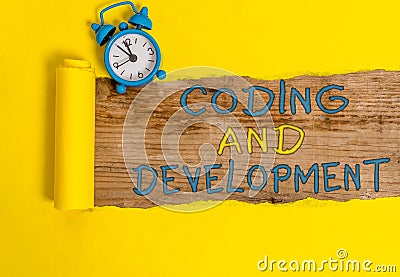 Writing note showing Coding And Development. Business photo showcasing Programming Building simple assembly Programs. Stock Photo