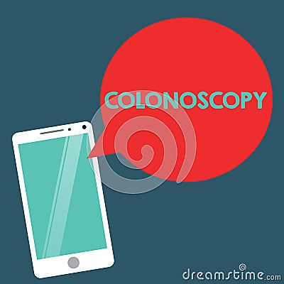 Writing note showing Colonoscopy. Business photo showcasing Endoscopic examination of the large bowel Colon diagnosis Stock Photo