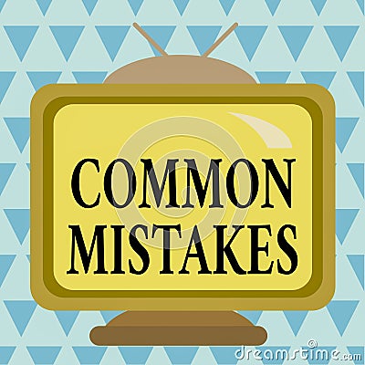 Writing note showing Common Mistakes. Business photo showcasing actions that are often used interchangeably with error Square Stock Photo
